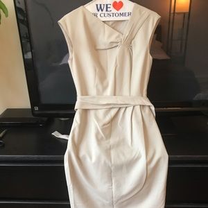 Calvin Klein size 2 NWOT beige pleated work dress